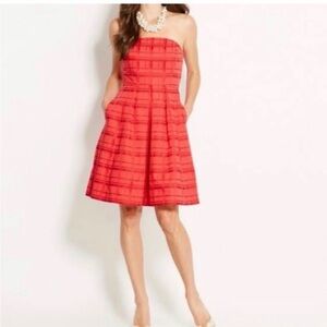 Vineyard Vines Elegant Red Plaid Strapless Dress, Size 4